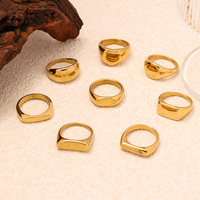 Hochwertige Damen Edelstahl 18k Vergoldeter Minimalistischer Glatter Ring Trendiger Geometrischer Glänzender Verlobungs- und Jubiläumsring