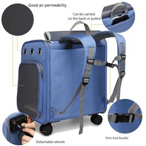 Toptan özel arabası sırt çantası ile evcil hayvan taşıyıcı katlanır büyük kapasiteli sessiz evrensel tekerlek kedi/köpek Carrieer çantası - Product Image 3