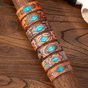 <span class=keywords><strong>DW</strong></span>-30 vente en gros Vintage femmes bouton main bijoux imprimé motif PU <span class=keywords><strong>cuir</strong></span> <span class=keywords><strong>Bracelet</strong></span> <span class=keywords><strong>Bracelet</strong></span> - Product Image 1