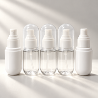 Flacon pompe pulvérisateur PET compact en forme de capsule pour cosmétiques et soins de la peau, 60ml, 80ml, 100ml, 120ml, 150ml, personnalisable avec logo