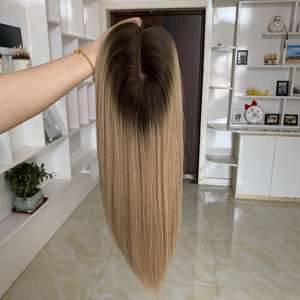 Topper de Cabello Humano con Base de Seda para Mujer con 4 Clips, Topper de Cabello con Base de Seda con Ondas de Agua - Product Image 4