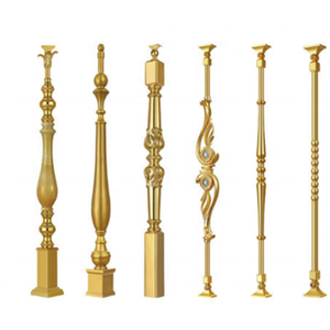 Fournisseurs de premier plan, rampes d'escalier en aluminium de couleur laiton, designs modernes, rampes d'escalier en fer forgé plaquées or de luxe - Product Image 1