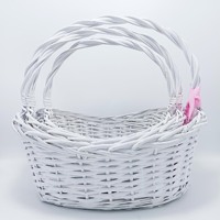 Natuurlijke witte wilgen handgeweven mand met handvat, rustieke minimalistische cadeau- en fruitmand, bruiloft, picknick, huisdecoratie, multifunctioneel