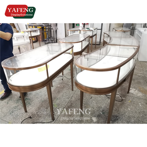 ضوء LED ، عرض مشرق اللون الطبيعي MDF عرض خفف من الزجاج معدن الألمنيوم الخشب الرقائقي لمتاجر التجزئة - Product Image 2