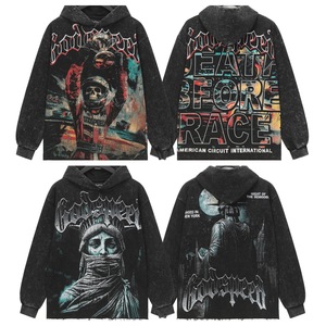 <span class=keywords><strong>Felpa</strong></span> con <span class=keywords><strong>Cappuccio</strong></span> da <span class=keywords><strong>Uomo</strong></span> in Cotone Lavato Stile Americano Godspeed Rock-and-Roll Streetwear Vintage Autunnale - Product Image 1