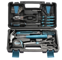 Boîte à outils en plastique de 57 pièces, avec tournevis, marteau, scie, clé à molette, clé à douille, pinces, outils de quincaillerie, ensembles d'outils à main pour la maison