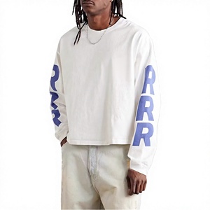 Camiseta Blanca de Manga Larga para Hombre, Estilo Oversize, con Estampado de Letras Azules y Logotipo Frontal, Cuello Redondo, Estilo Urbano, Jersey de Algodón - Product Image 4