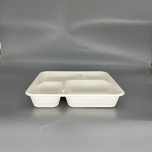 ถาดใส่อาหาร4ช่องสำหรับโรงอาหารของโรงเรียนเคลือบเส้นใยชานอ้อยรีไซเคิลได้ย่อยสลายได้ทางชีวภาพ - Product Image 3