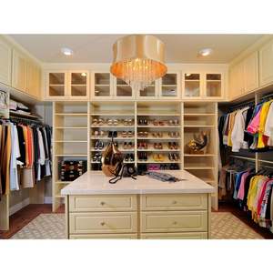 Designs modernes de placards de rangement de luxe, meubles de chambre à coucher en mélamine sur mesure, dressing en bois avec îlot central - Product Image 2