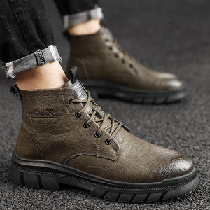 Botas de tobillo de cuero genuino antideslizantes 2026 para hombre, zapatos de cuero de moda de media caña con suela gruesa y elevación para aumentar la altura - Product Image 3