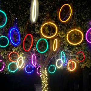 Guirlandes lumineuses circulaires dorées personnalisées pour arbres, quartiers commerciaux, centres de villégiature, jardins et expositions de festivals saisonniers - Product Image 1