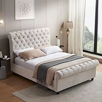 Lit de Rangement en Bois Nouveau Design avec Tête de Lit Personnalisée, Simple, Double ou Grand Format pour Chambre à Coucher