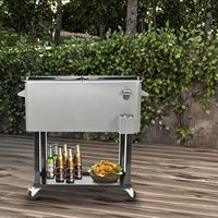Chariot isotherme rétro 73L en métal avec roues pour garder les boissons fraîches lors de vos fêtes