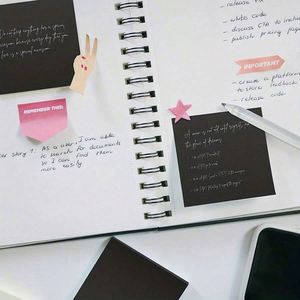 100 Sheets All Black 3*3 Inch Creative Self-Adhesive Sticky Notes Easy-To-Use Removable <b>Memo</b> <b>Pad</b> Reusable Stationery-1 PCS - Product Image 4