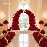 Arche de mariage florale de luxe bordeaux en gros, arche de fleurs en soie pour décoration de fête et événement