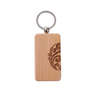 Porte-clés en bois lettrage laser porte-clés en hêtre Porte-clés en bois blanc Décoration créative en bois massif