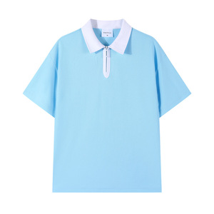 Camiseta de Marca de Moda para Hombre, Media Cremallera, Primavera Verano, 240g, Fibra de Poliéster, ODM, Holgada, Color Liso, Manga Corta, Tejido de Punto - Product Image 4