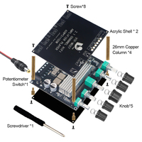 VIRE Carte d'Amplificateur Audio 2.1 Canaux Classe D avec Égaliseur 2*60W+150W, Puce Ti, Carte Son USB et Module Amplificateur de Puissance pour Caisson de Basses