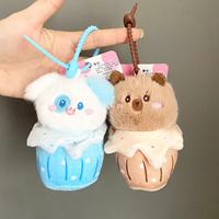 Vente en gros de porte-clés et pendentifs décoratifs personnalisés en forme de pandas, lapins, animaux mignons, gobelets à glace et gâteaux, pour sacs d'école