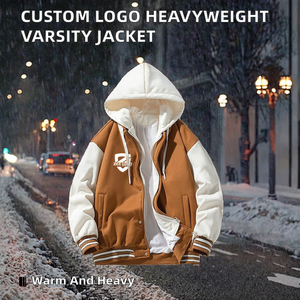 Custom Logo Heavyweight Japan Style Winter Hooded <b>Fleece</b> Windproof Breathable Cotton Lined Men's Jacket - Product Image 2
