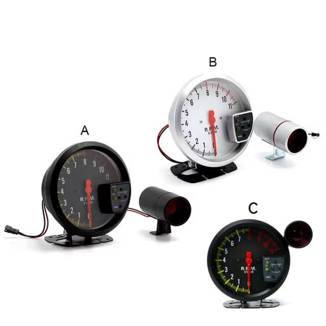 5 Inch Tachometer 11000 RPM Racing Car Gauge with LED Display for 1-8 Cylinder Engine 12V Vehicles High-Performance Tacho Meter