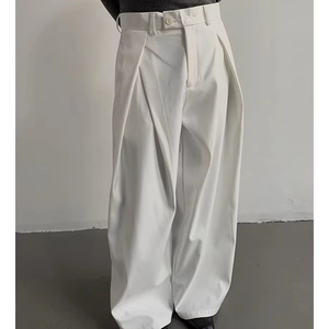 <span class=keywords><strong>Pantaloni</strong></span> da Uomo Casual in Stile Americano Drappeggiati con Pinces a Gamba Dritta e Vestibilità Ampia, Eleganti in Pettinato Stile High Street con Servizio OEM - Product Image 1