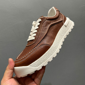 Top layer cowhide board shoes American retro casual shoes genuine <b>leather</b> thick soled sports shoes <b>work</b> <b>boots</b> men's shoes - Product Image 1