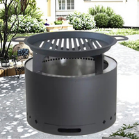 Foyer sans fumée Feu à bois Camping Solo Fire Pit Grill Cover et Poker Portable pour l'extérieur et l'intérieur