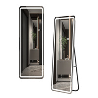 Grand miroir LED pleine longueur avec éclairage, miroir mural rectangulaire à intensité variable, miroir sur pied pour chambre à coucher, hôtel, dressing