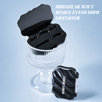 Palette de fards à paupières 4G irréguliers avec couvercle transparent à motif ondulé, 5 compartiments, impression sérigraphique, palette cosmétique vide portable