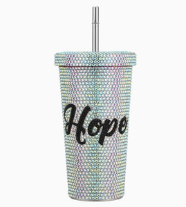 Tasses à café personnalisées avec lettres Hope et Faith, design en strass, 17 oz, en acier inoxydable, pour boissons chaudes et froides - Product Image 1