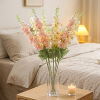 Bouquet de fleurs artificielles suspendues en tissu de soie, Delphinium floqué à 14 couleurs, 2 branches, longue durée de vie, idéal pour les remises de diplômes