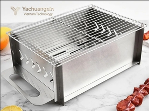 Grill multifonctionnel en acier inoxydable avec ventilation extractible, compatible charbon de bois et alcool, idéal pour les grillades nocturnes - Product Image 6