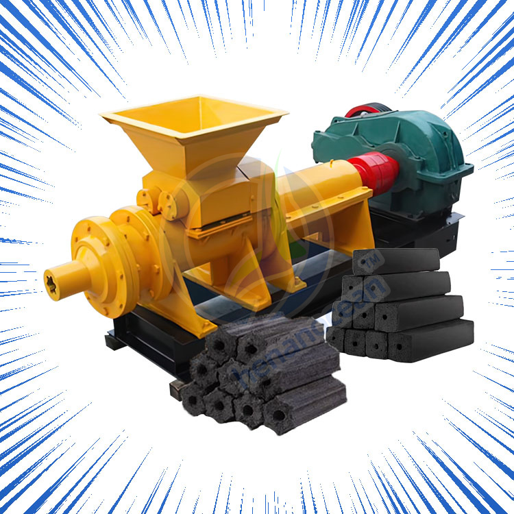 Small Scale 10 Ton Per Day Steel Straw Charcoal Sawdust Log Briquette Make Extruder Machine Uganda