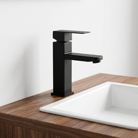 Robinet de lavabo carré moderne à un seul trou, à poser sur le plan, avec cartouche céramique, pour salle de bain, eau chaude/froide mélangée sous le lavabo