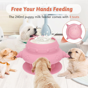Premium Eco-Friendly Silicone Puppy Nursing Station with 4 Teats Custom Pet Bowls & Feeders for Kittens Puppies & <b>Rabbits</b> - Product Image 6