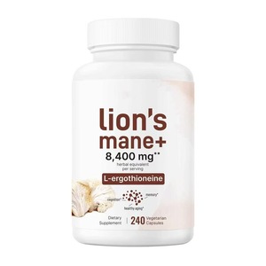 Pabrik GMP Suplemen Herbal Lions Mane L-Ergothioneine 240 Kapsul Vegan 8.400 mg Setara Ultra Strength Dewasa - Product Image 1
