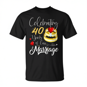 Camiseta Promocional Personalizable para el 40.º Aniversario de Bodas, 40 Años de Amor y Matrimonio - Product Image 2
