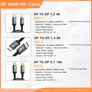 Uniean nhà máy bán buôn HD 2.1 video cáp 2m 3m 16k8k4k dp1.4 để <span class=keywords><strong>dp</strong></span> 60Hz 80Gbps Cáp div cáp cổng hiển thị cho điện thoại di động - Product Image 6