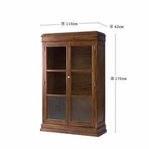 Vitrina Multifuncional de Madera Maciza para Sala de Estar con Puertas de Vidrio, Diseño Moderno y Minimalista, Hecha a Mano, Ahorra Espacio - Product Image 2
