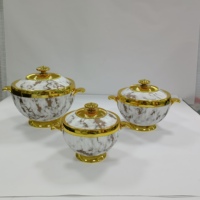 Ensemble de chauffe-plats de luxe sur pied 1.2L 1.8L 3.2L avec bordure dorée, pot isotherme, plat de service thermique pour fêtes musulmanes