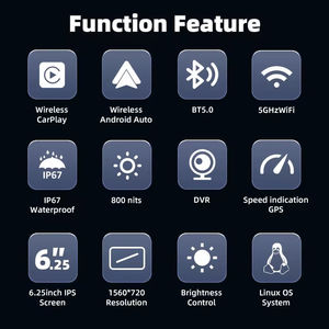 Navigateur GPS pour moto avec écran tactile étanche IP67 de 6,25 pouces, connectivité sans fil Android Auto et CarPlay pour smartphone - Product Image 3
