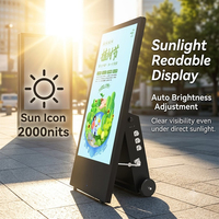 Affichage numérique extérieur 32/43 pouces 2500 nits tactile alimenté par batterie haute luminosité IP65 sur pied portable pour centre commercial