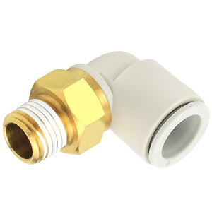 Conector Neumático de Ángulo Recto con Rosca Externa Curva KQ2L04/06/08/10/12-01/02/03/04/M5, Tamaño de Tubo de 8 mm, Accesorios M5 para Tuberías - Product Image 1