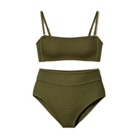Badpakset van gerecycled textiel voor dames, met verstelbare dunne bandjes, metalen sluiting, volledige bedekking, tweedelig.