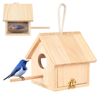 Nichoir pour oiseaux en bois massif personnalisé, moderne, luxueux, extérieur, solide, facile à assembler, nid pour animaux de compagnie, chaud, suspendu, mural, toutes saisons