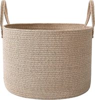 Panier de rangement pour couvertures de grande capacité 65L de haute qualité, en corde de coton tressée, pour organiser le linge, panier pour bébé avec poignée