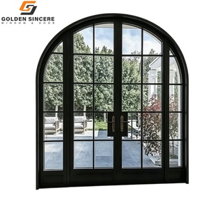 Puerta Doble Francesa con Marco Curvo GS y Vidrio para Entrada Residencial de Alta Gama - Product Image 3