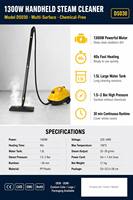 Nettoyeur vapeur portatif 1300W, chauffe rapide en 40 secondes, réservoir de 1,5L, machine à laver à vapeur haute pression portable