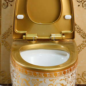 Trung Đông nóng bán vàng Nhà vệ sinh mạ điện gốm siêu xoáy tiết kiệm nước và chống mùi nhà vệ sinh sang trọng - Product Image 6